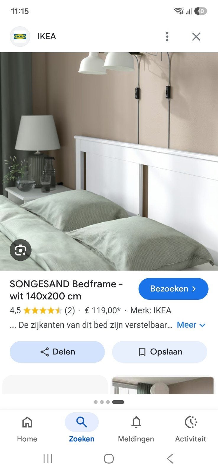 Songesand bed ombouw 140 bij 200, Ophalen, Gebruikt, Wit, Tweepersoons