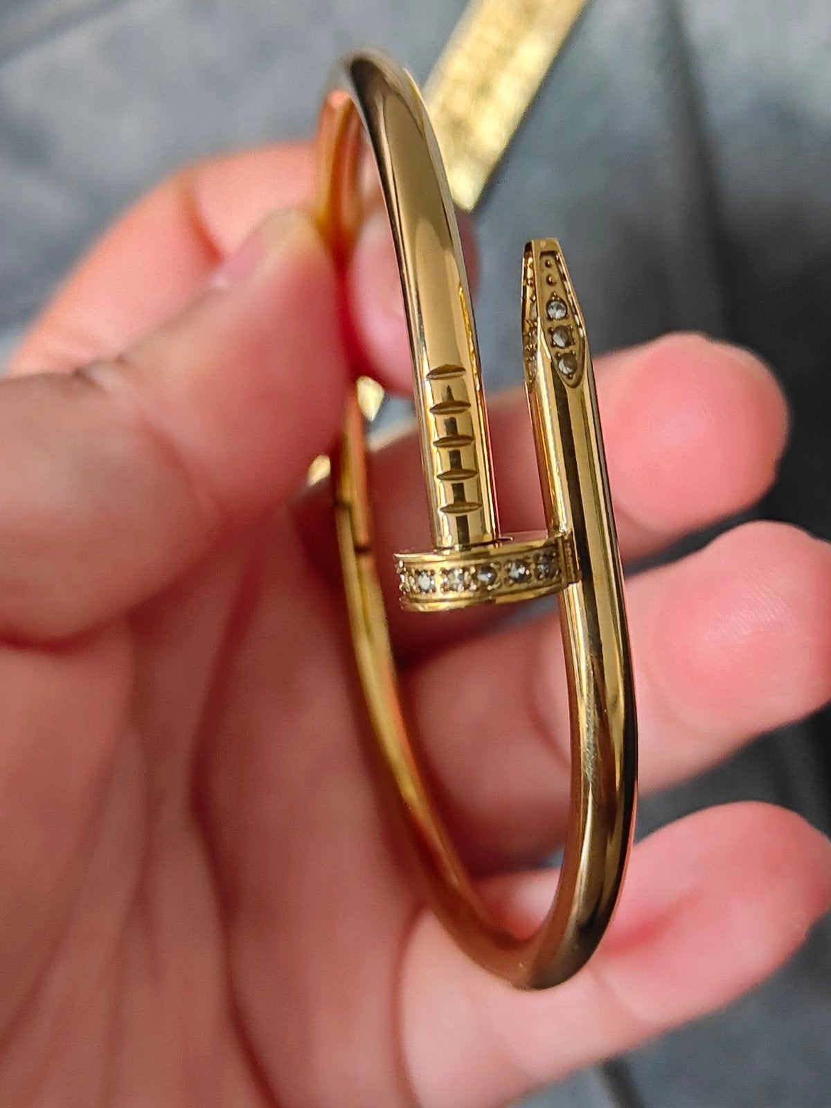 Gouden armband met strass steentjes, Overige materialen, Ophalen of Verzenden, Zo goed als nieuw, Goud