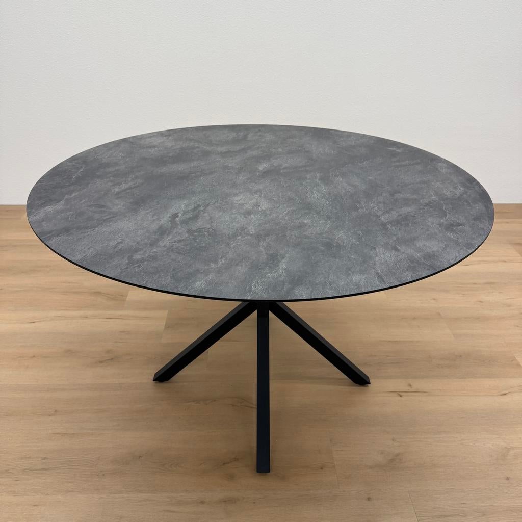 Ronde eettafel HPL Leisteen 130cm - Direct Leverbaar, Rond, Ophalen of Verzenden, Zo goed als nieuw, Vijf personen of meer