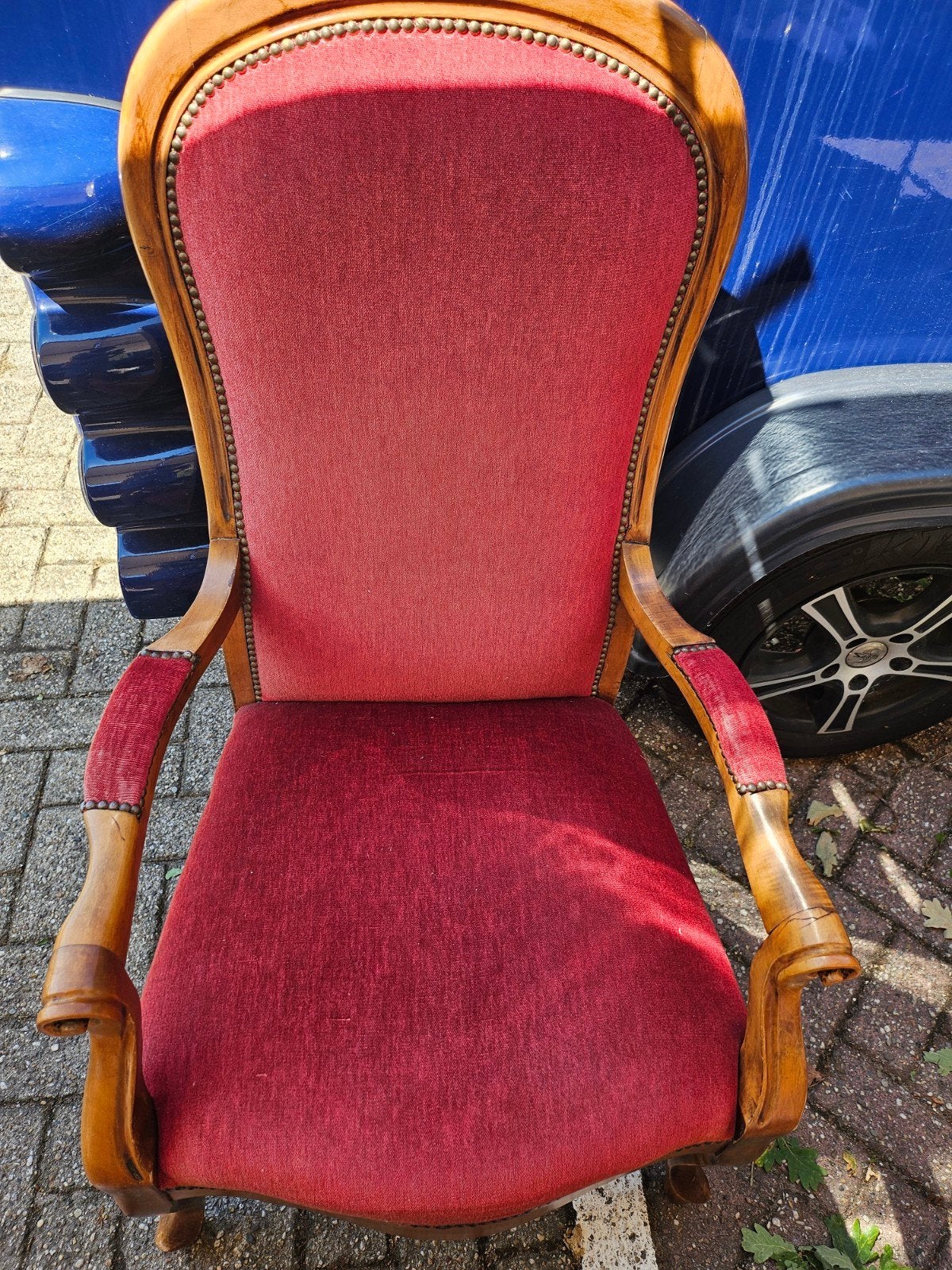 Super mooie retro stoel rood fluweel, Antiek en Kunst, Ophalen