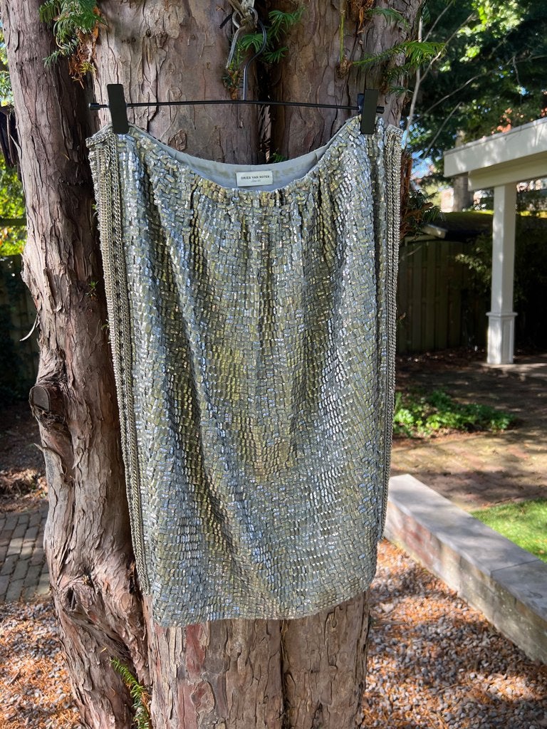 DRIES VAN NOTEN rok mat zilver pailletten mt 40-TIEN Insta, Maat 38/40 (M), TIEN concepts, -, -