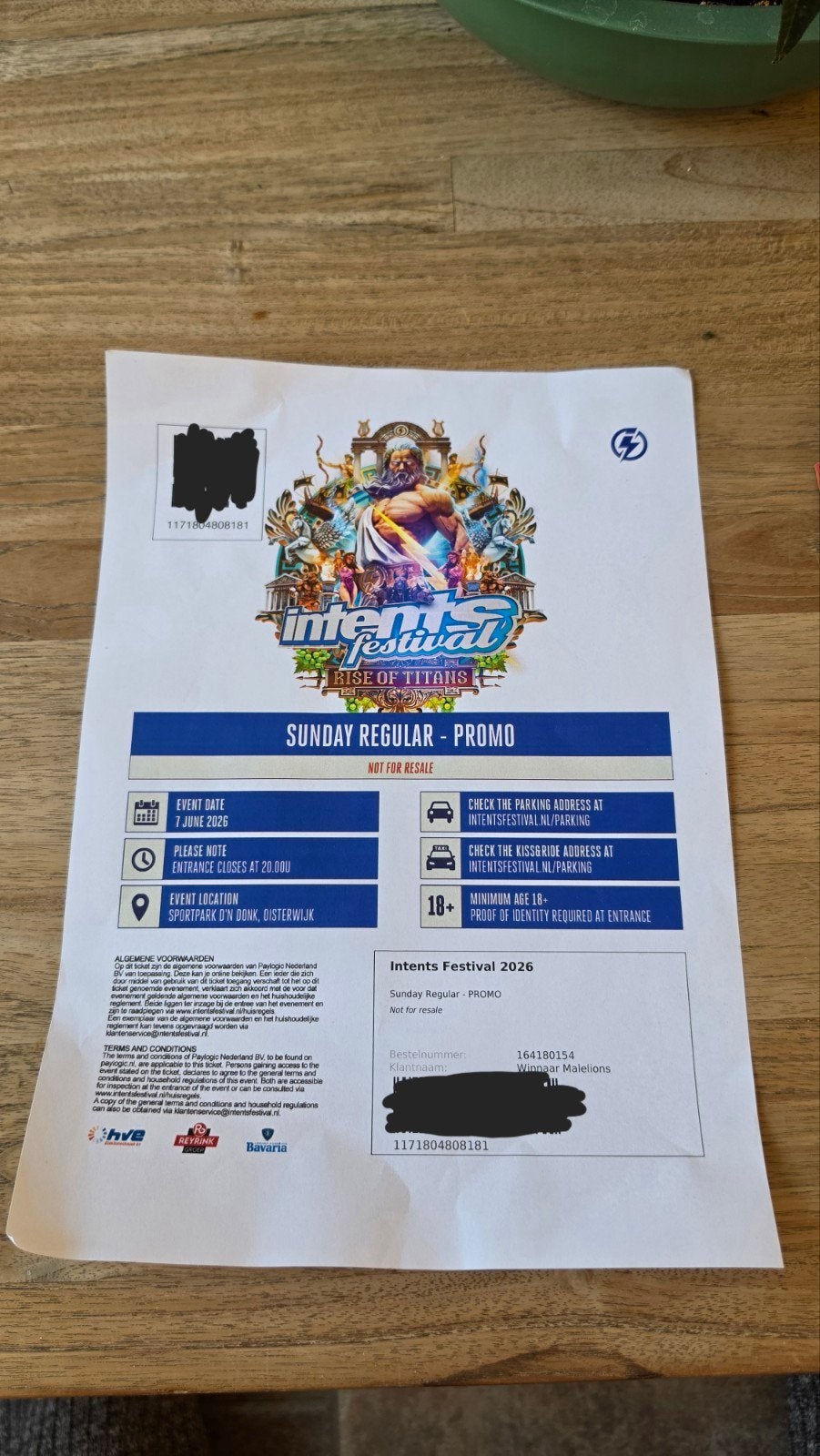 2x Intents Regular Sunday tickets, Twee personen
