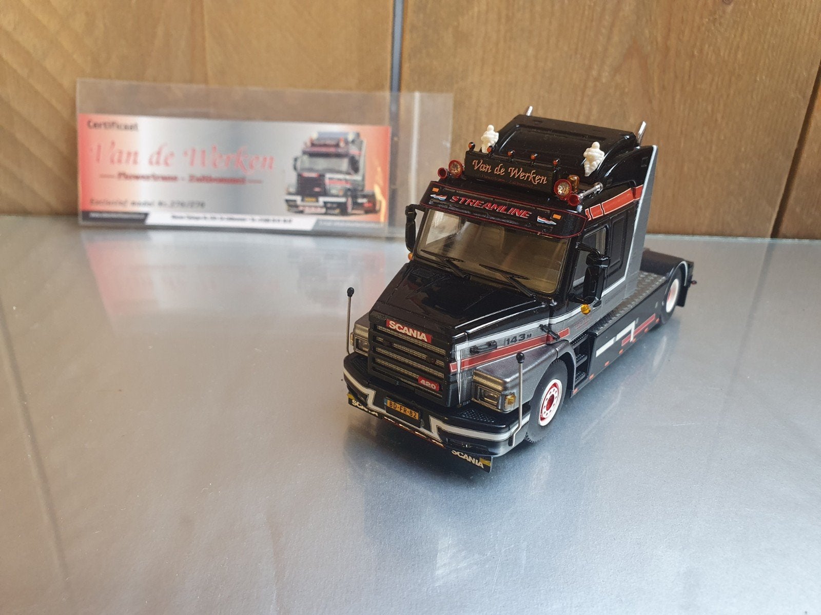 WSI Scania 143 vd Werken Flowertrans, Ophalen of Verzenden