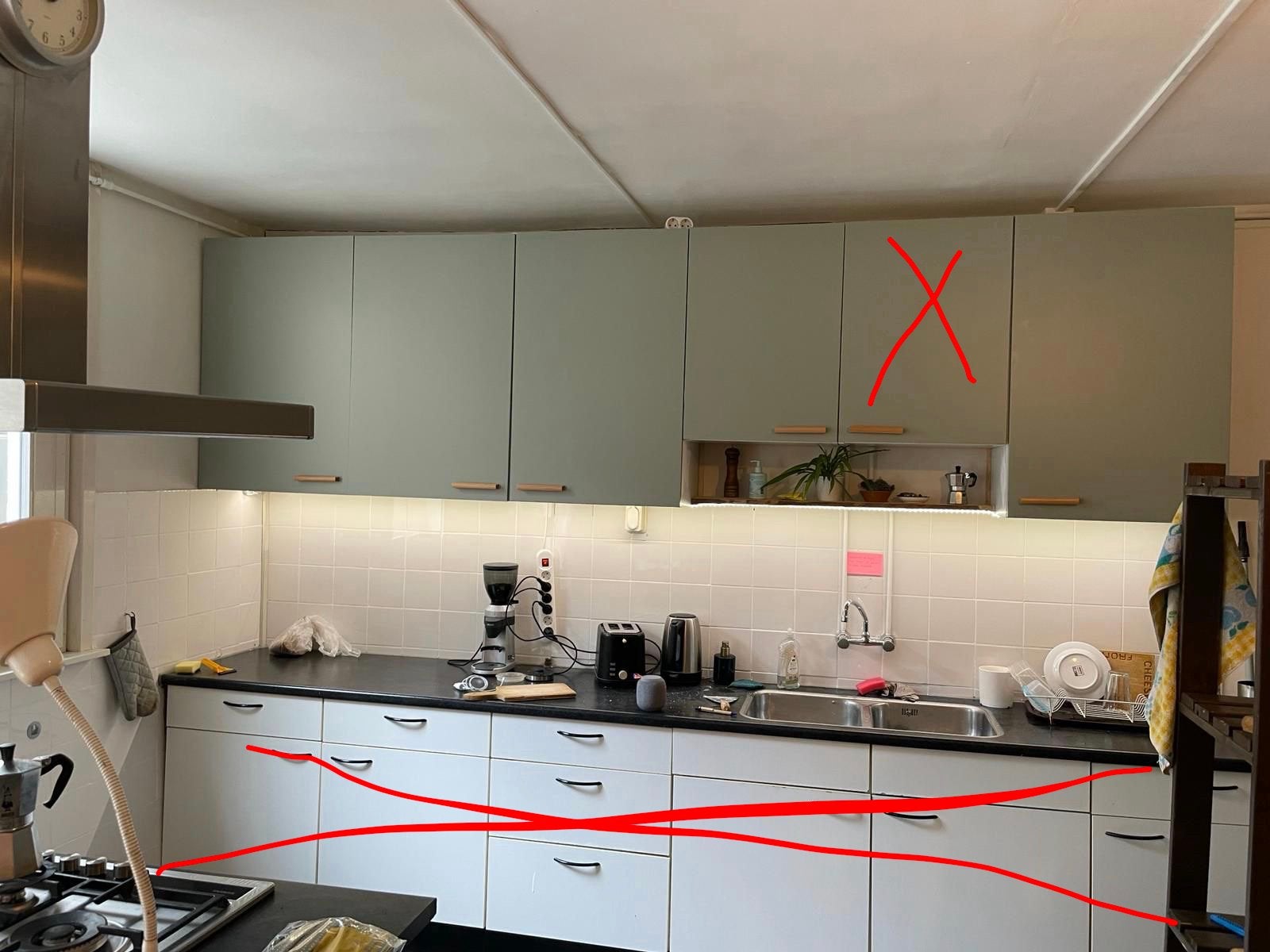 Keukenkastjes 5 stuks, Ophalen, Gebruikt, Wit, Hoekkeuken