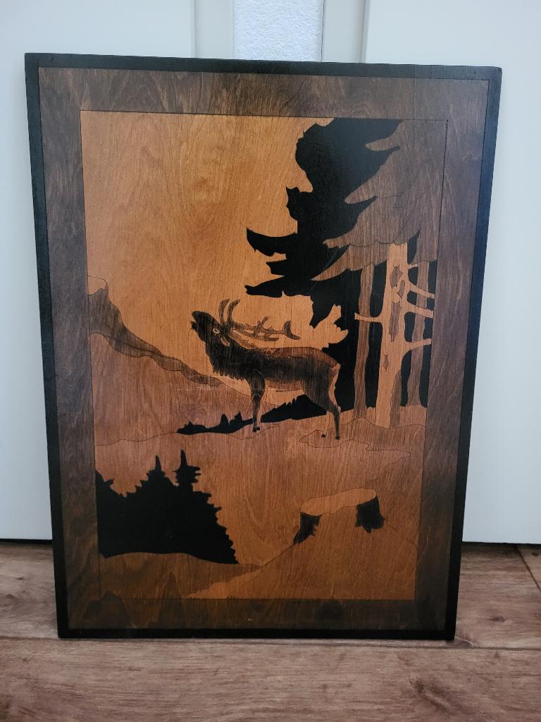 Vintage houten schilderij, Ophalen of Verzenden