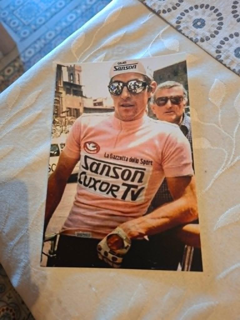 Foto (Repro) Francesco Moser / Sanson-Luxor TV / Giro, Verzenden, Zo goed als nieuw, Overige sporten, Poster, Plaatje of Sticker