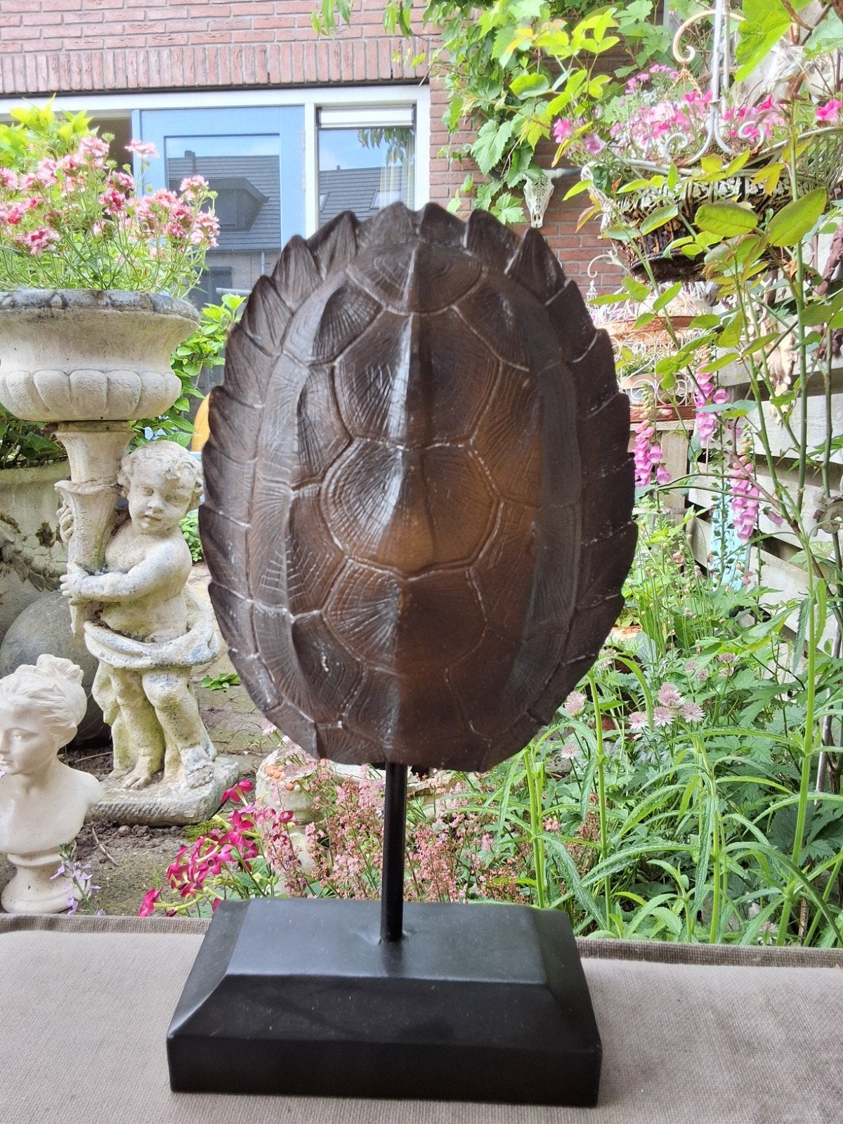 Decoratieve schildpadschild op standaard kunststof schildpad, Antiek en Kunst, Kunst | Beelden en Houtsnijwerken, Overige onderwerpen