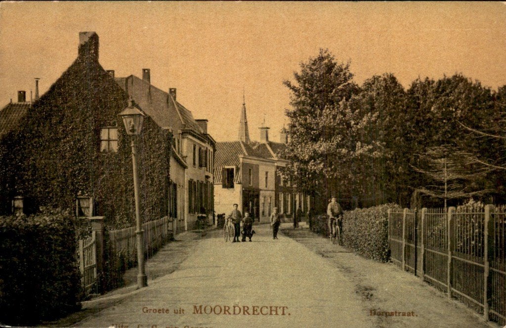 Moordrecht - Dorpstraat - 1910, Verzamelen, Ansichtkaarten | Nederland, Ophalen of Verzenden, Voor 1920, Gelopen, Zuid-Holland