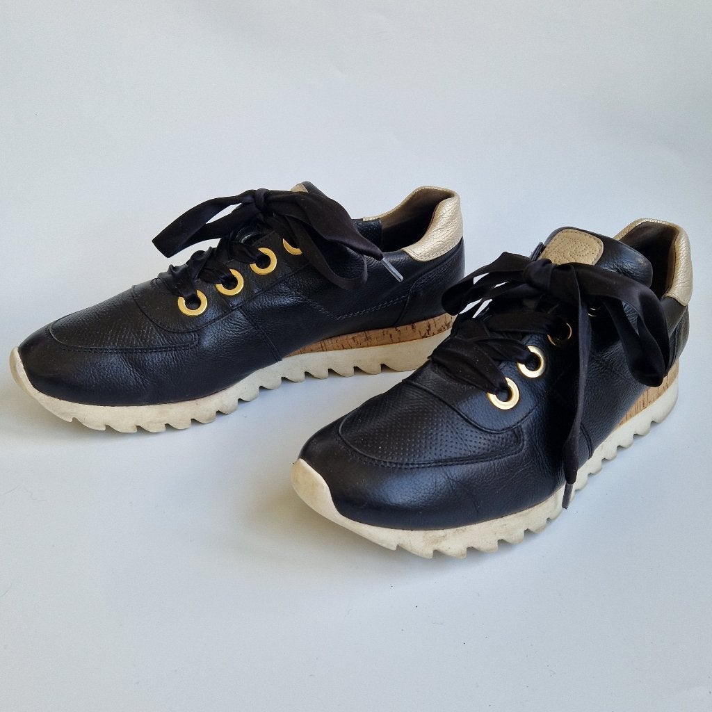 Paul Green zwart leren sneakers. Maat 39,, Nijmegen, Zwart, Verhip-vintage.nl, Ophalen of Verzenden