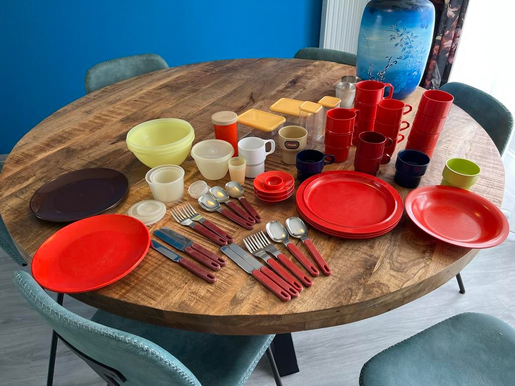 Vintage Camping serviesgoed Mepal en Tupperware, Huis en Inrichting, Overige materialen, Gebruikt, Ophalen of Verzenden, Effen