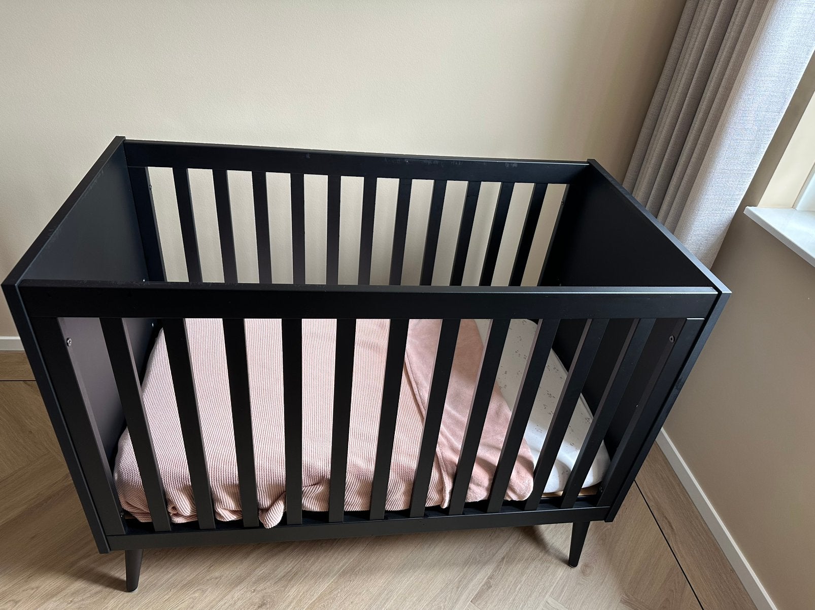 Ledikant zwart/ oak 60x120, Ophalen, Gebruikt, Ledikant