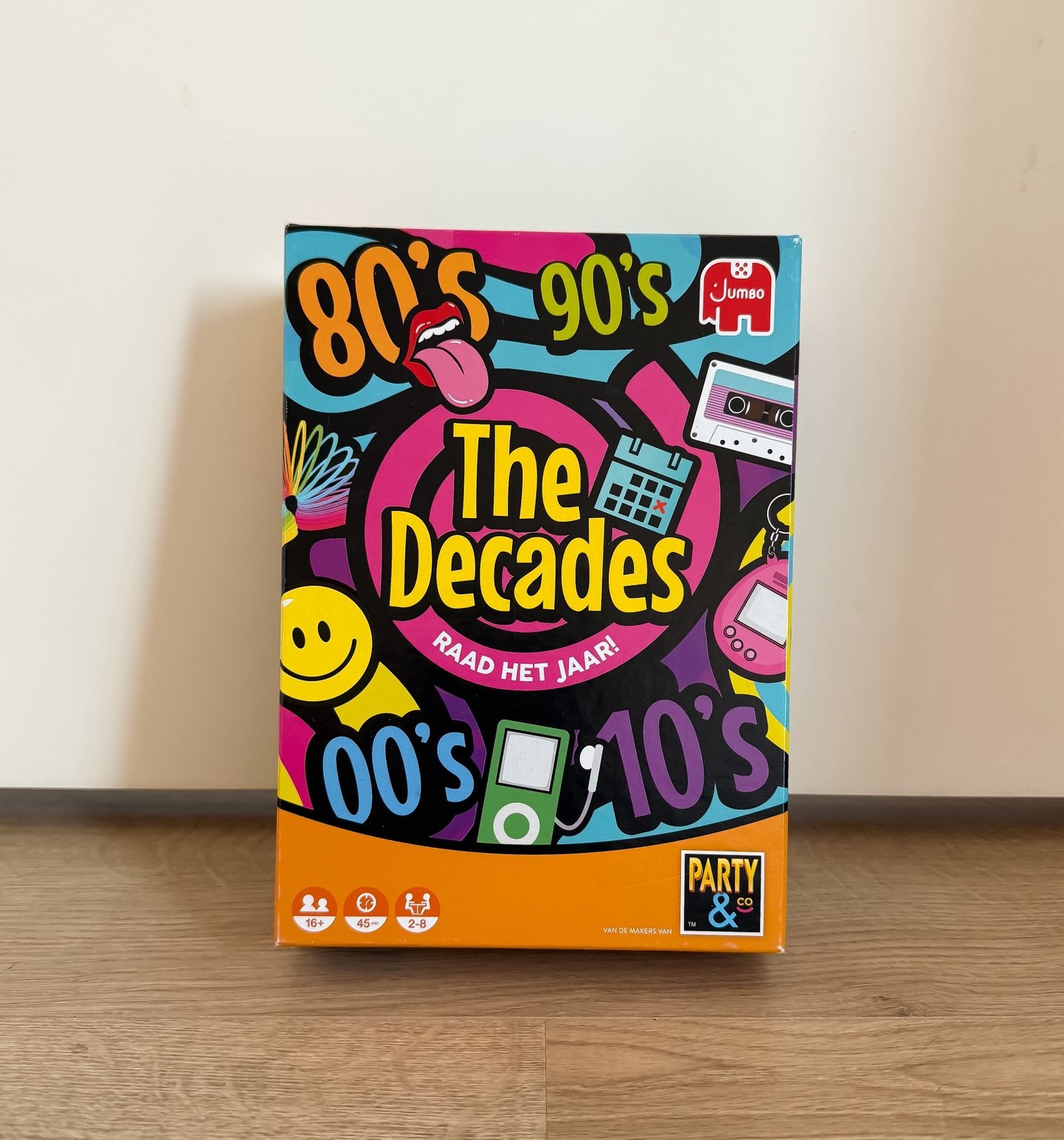 THE DECADES PARTYSPEL Jumbo 2-8 Spelers, Hobby en Vrije tijd, Gezelschapsspellen | Bordspellen, Ophalen, Zo goed als nieuw