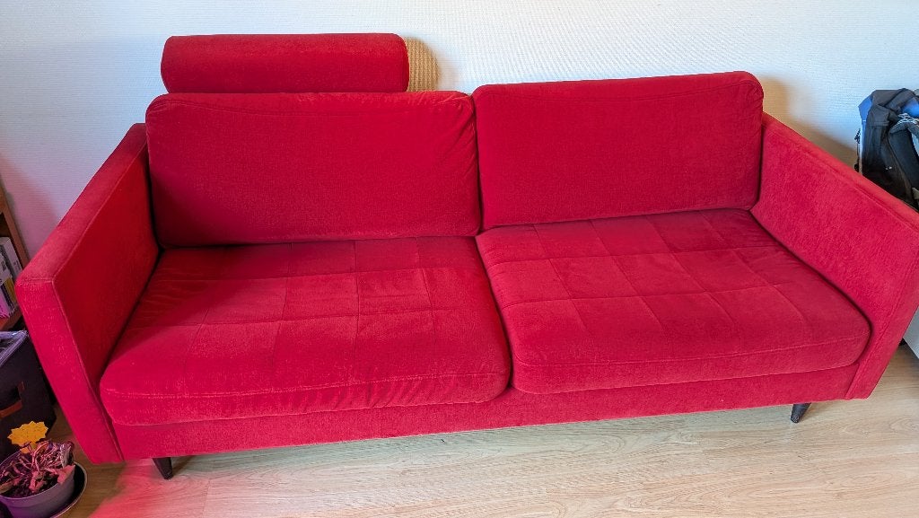 Comfortabele rode tweezitsbank - 200x85cm, Huis en Inrichting, Ophalen, Gebruikt, 150 tot 200 cm, Tweepersoons