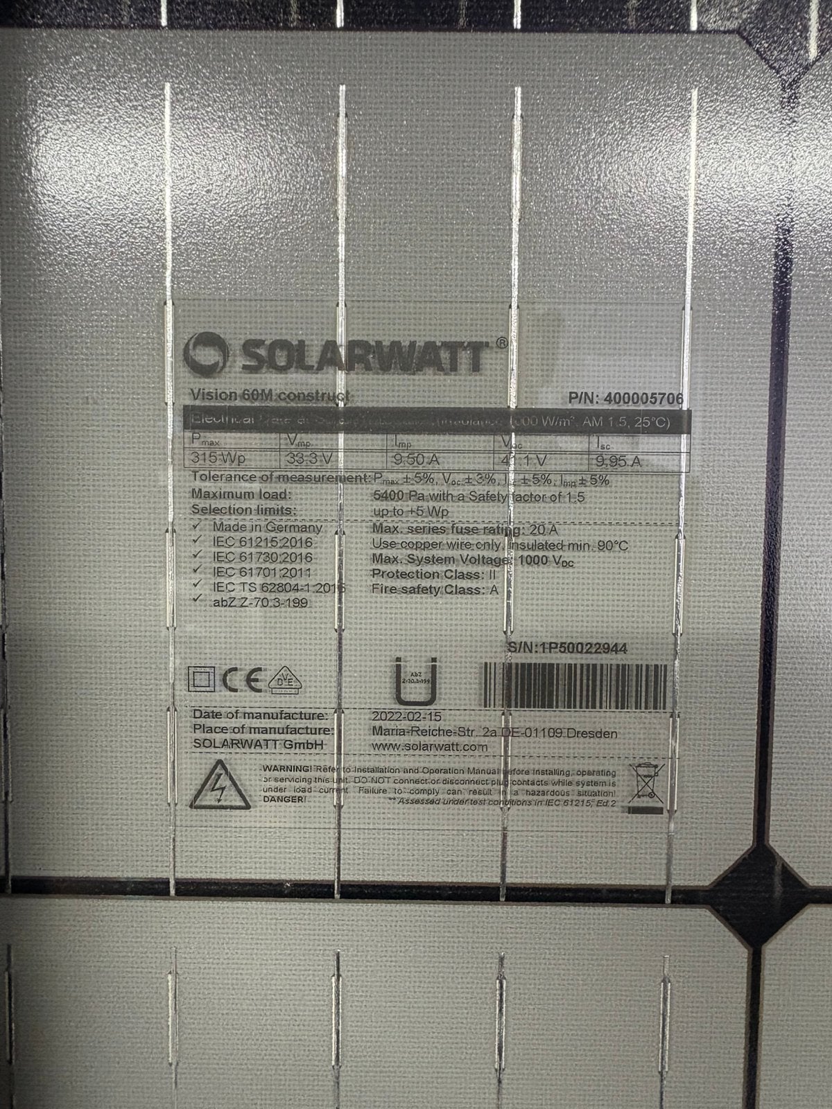Solarwatt Zonnepanelen, Ophalen, Nieuw, Paneel
