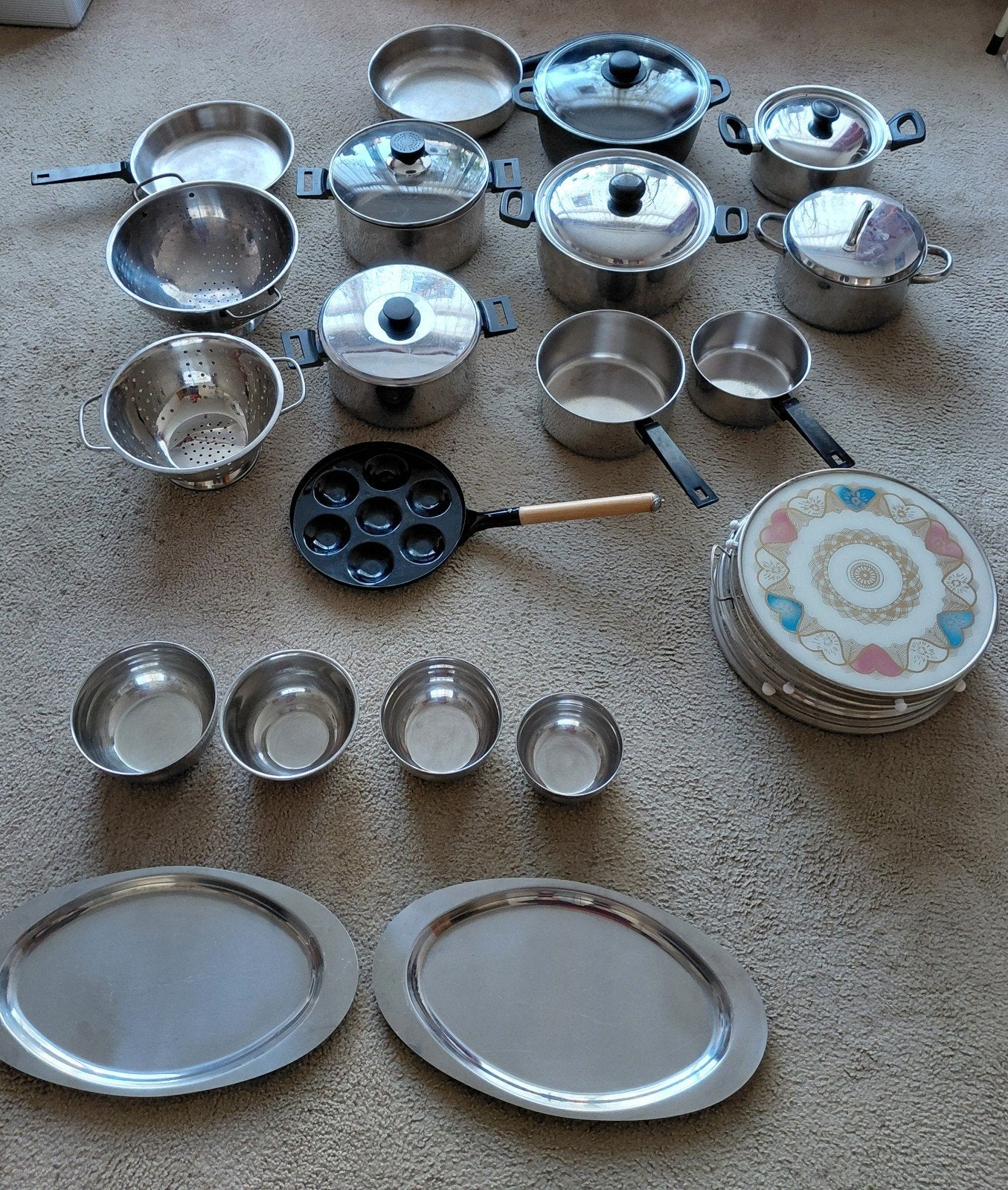 diverse  Pannen., Ophalen, Rvs, Pannenset