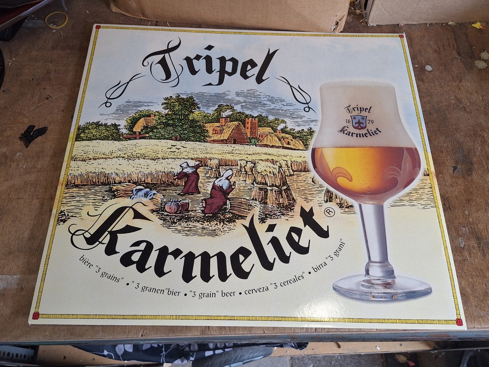 Tripel Karmeliet Reclamebord - Vintage Bier Decoratie, Ophalen of Verzenden