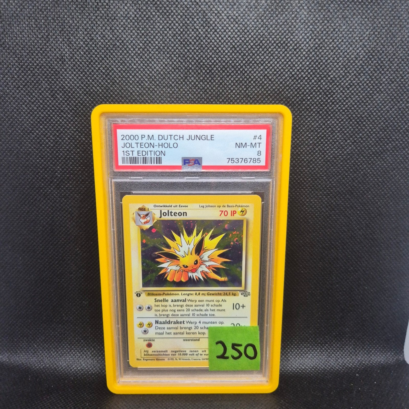 Jolteon Holo 1st Edition NL Jungle PSA 8, Ophalen of Verzenden, Zo goed als nieuw