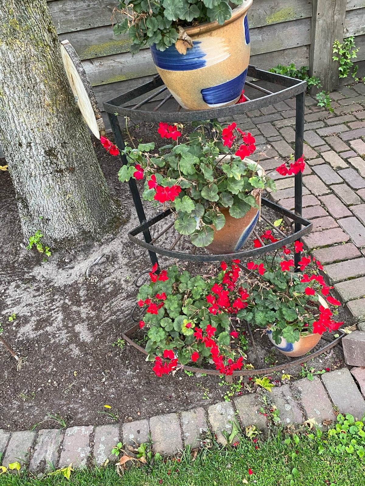 Metalen plantenrek met 4 bloempotten, Tuin en Terras, Ophalen, Gebruikt, 40 cm of meer, Binnen
