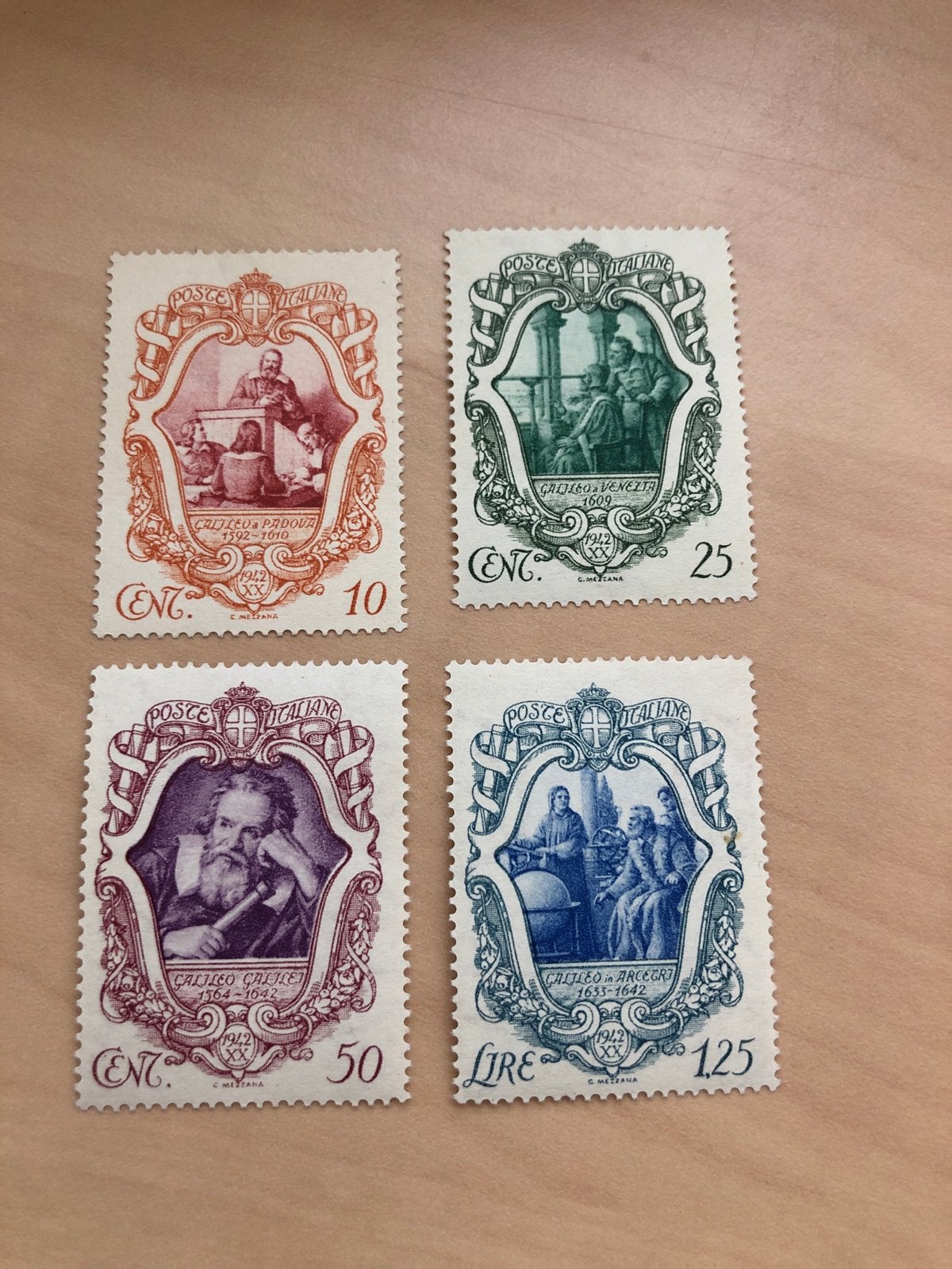 Set van 4 Italiaanse postzegels Galileo Galilei 1942, Verzenden, Na 1940, Postfris