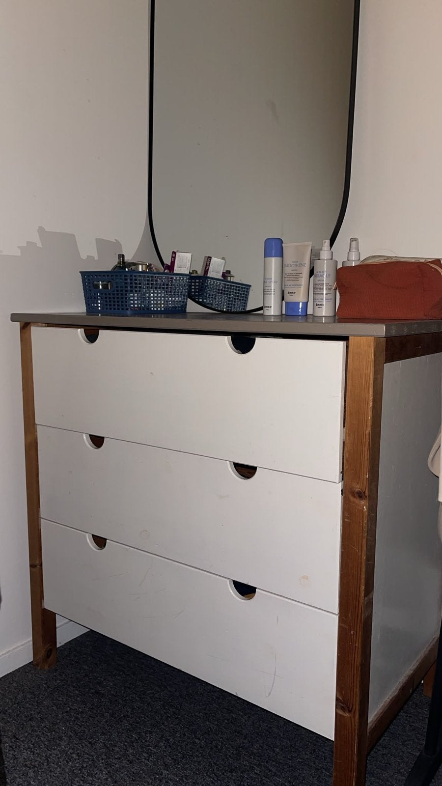 Commode met 3 lades en houten frame, Ophalen, Gebruikt, 100 tot 150 cm, 50 tot 100 cm