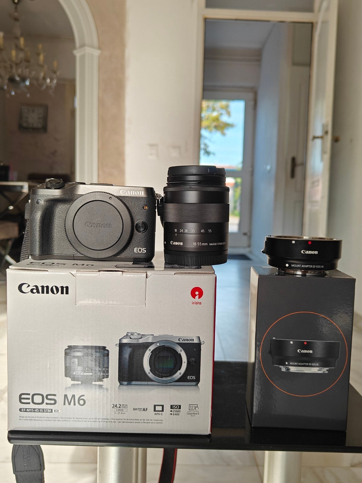 Canon EOS M6 + 18-55mm IS STM + originele EF-EOS M adapter –, Audio, Tv en Foto, Bluetooth, Canon, Ophalen of Verzenden, Zo goed als nieuw