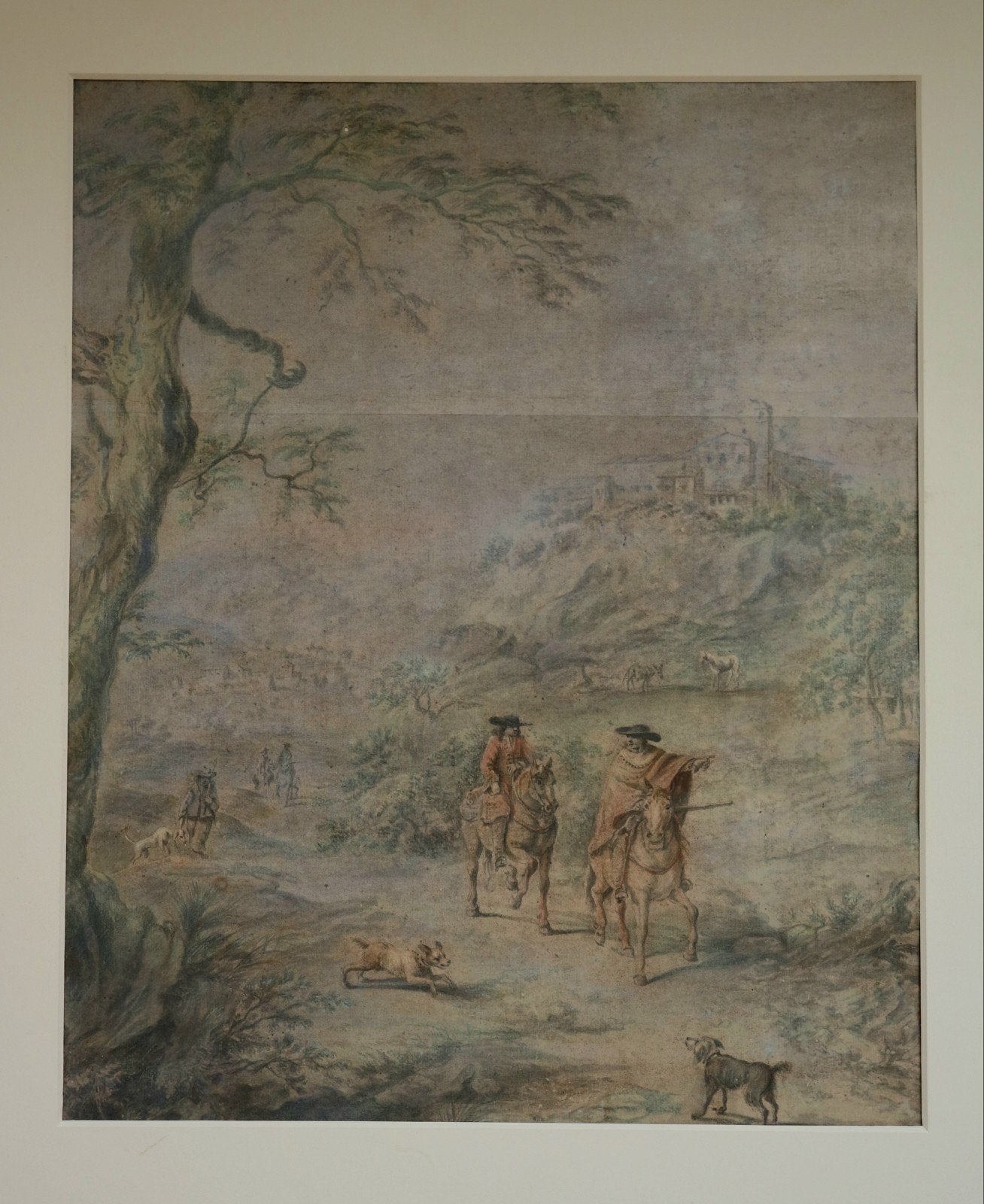17e-eeuws landschap met ruiters., Antiek en Kunst, Kunst | Schilderijen | Klassiek, Ophalen