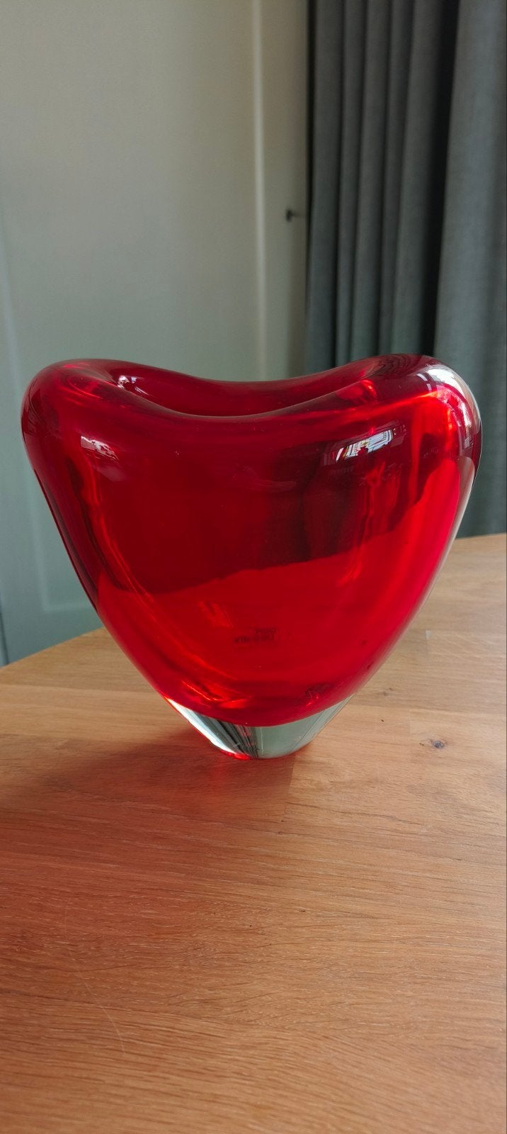 Deru Design Vintage Rode Glazen Vaas - Hartvormig, Ophalen of Verzenden