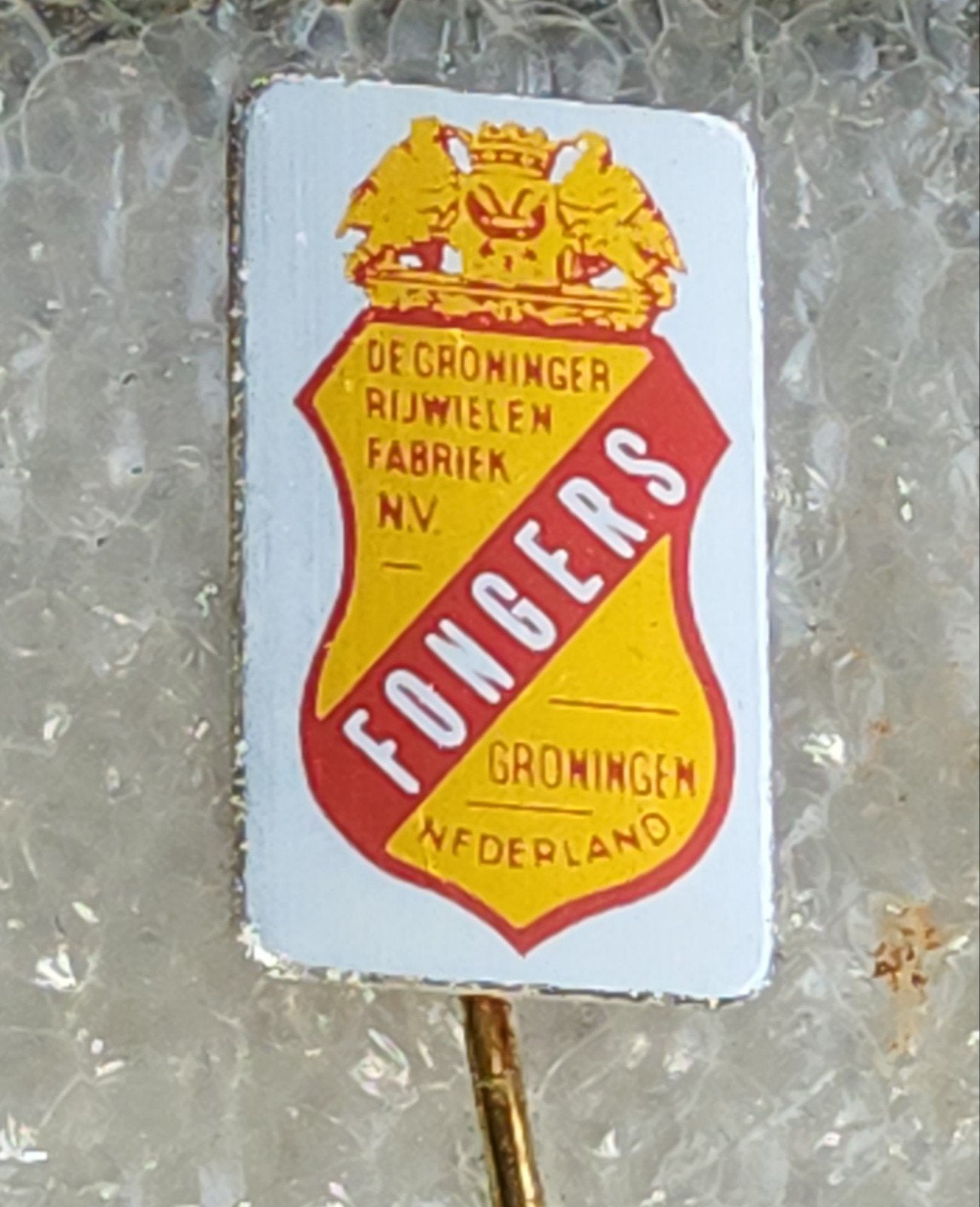 Vintage Fongers Speldje - De Groninger Rijwielen Fabriek, Ophalen of Verzenden, Gebruikt, Overige onderwerpen, Speldje of Pin
