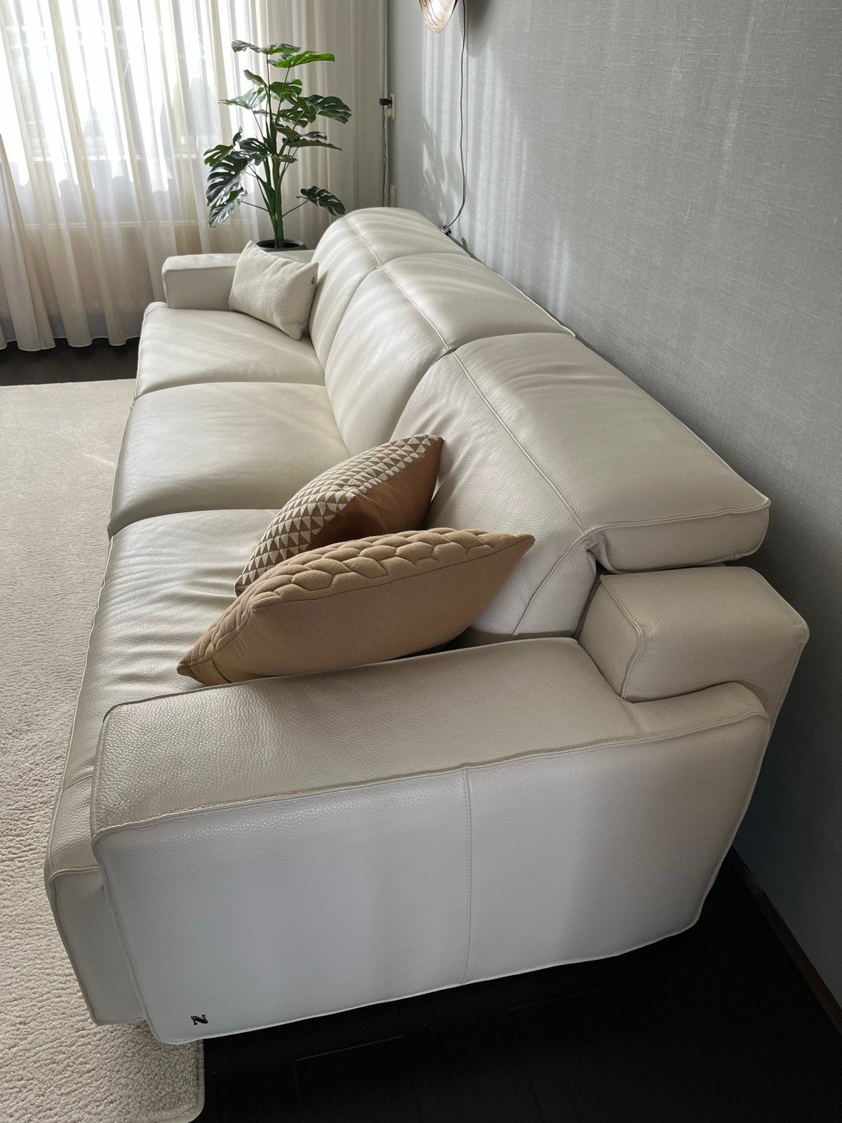 Leren design bank van het italiaans merk Natuzzi ., Ophalen, Minder dan 75 cm, 300 cm of meer, Leer