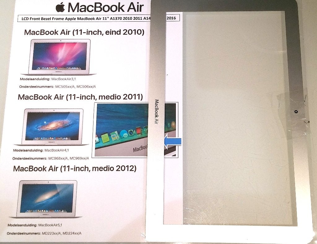 Apple MacBook Air Bezel A1370 A1465 11.6" LCD Screen Frame, Nieuw, Ophalen of Verzenden, MacBook Air, 11 inch