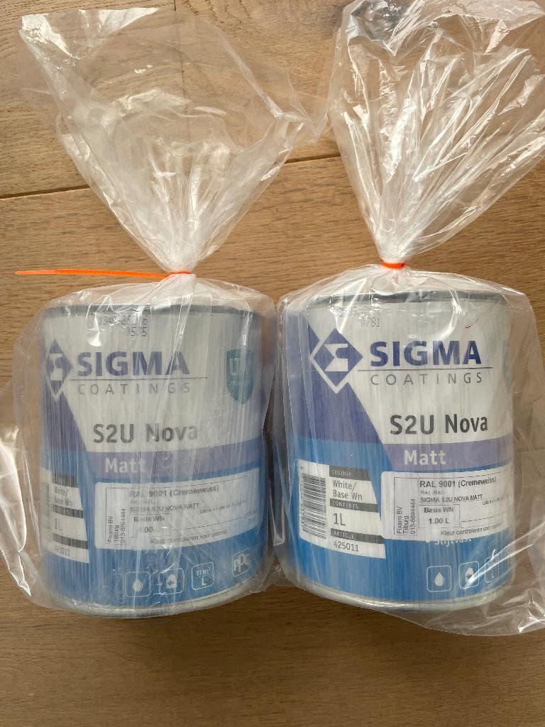 Sigma S2U Nova Matt Ral 9001 (Cremeweiss) 2 x 1L verf NIEUW, Ophalen, Wit, Nieuw, Verf
