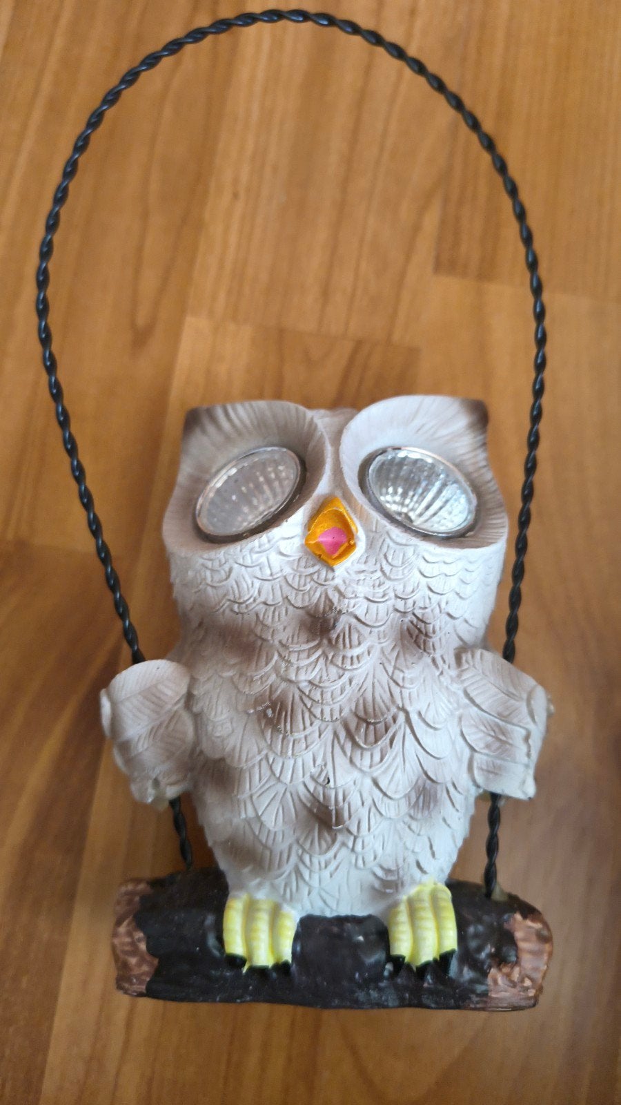 Leuke uil op schommel met zonne-energie verlichting, Ophalen of Verzenden, Gebruikt