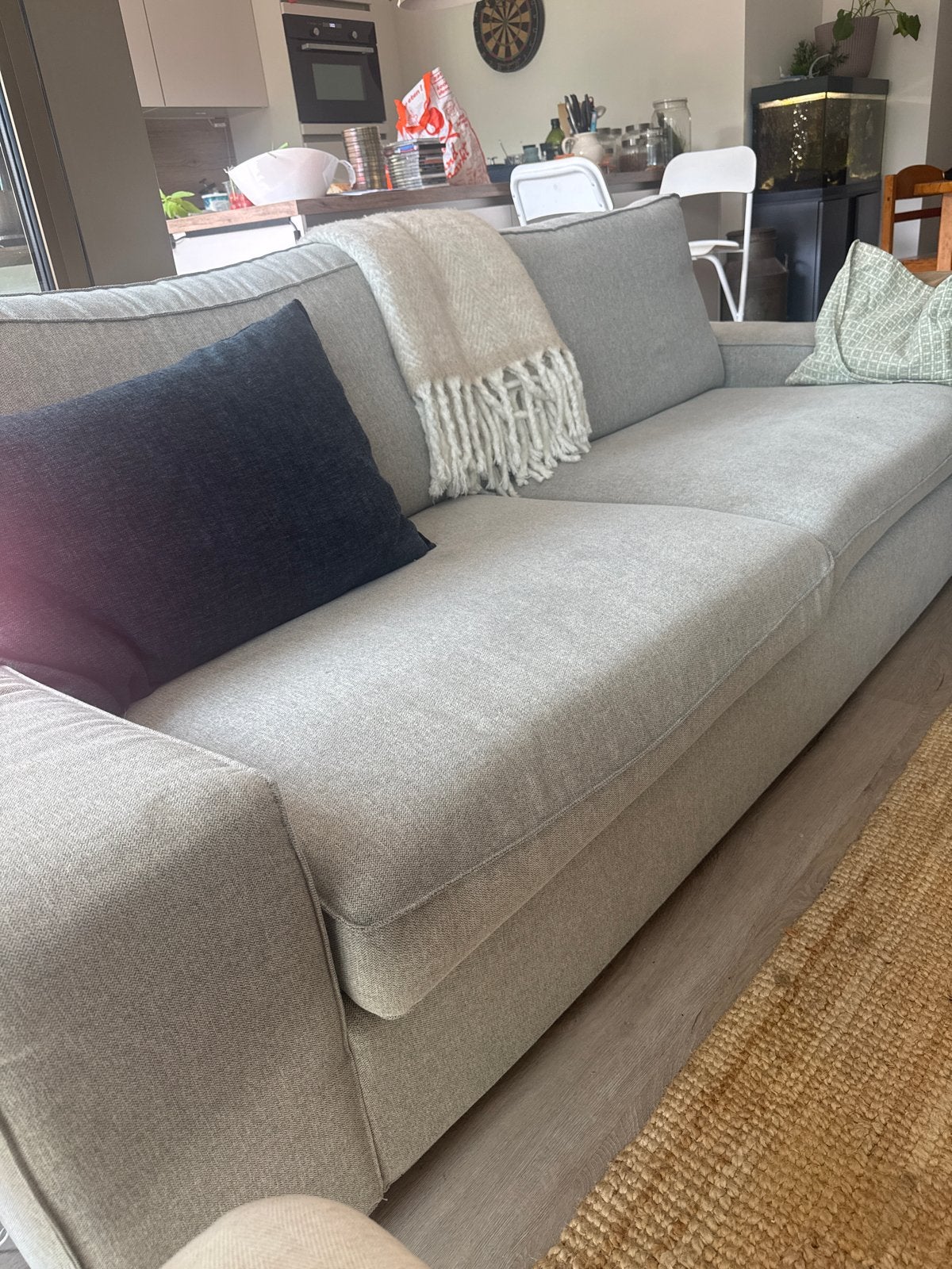 IKEA KIVIK 3-zitsbank Tibbleby beige/grijs, Ophalen, Gebruikt, Driepersoons, 75 tot 100 cm