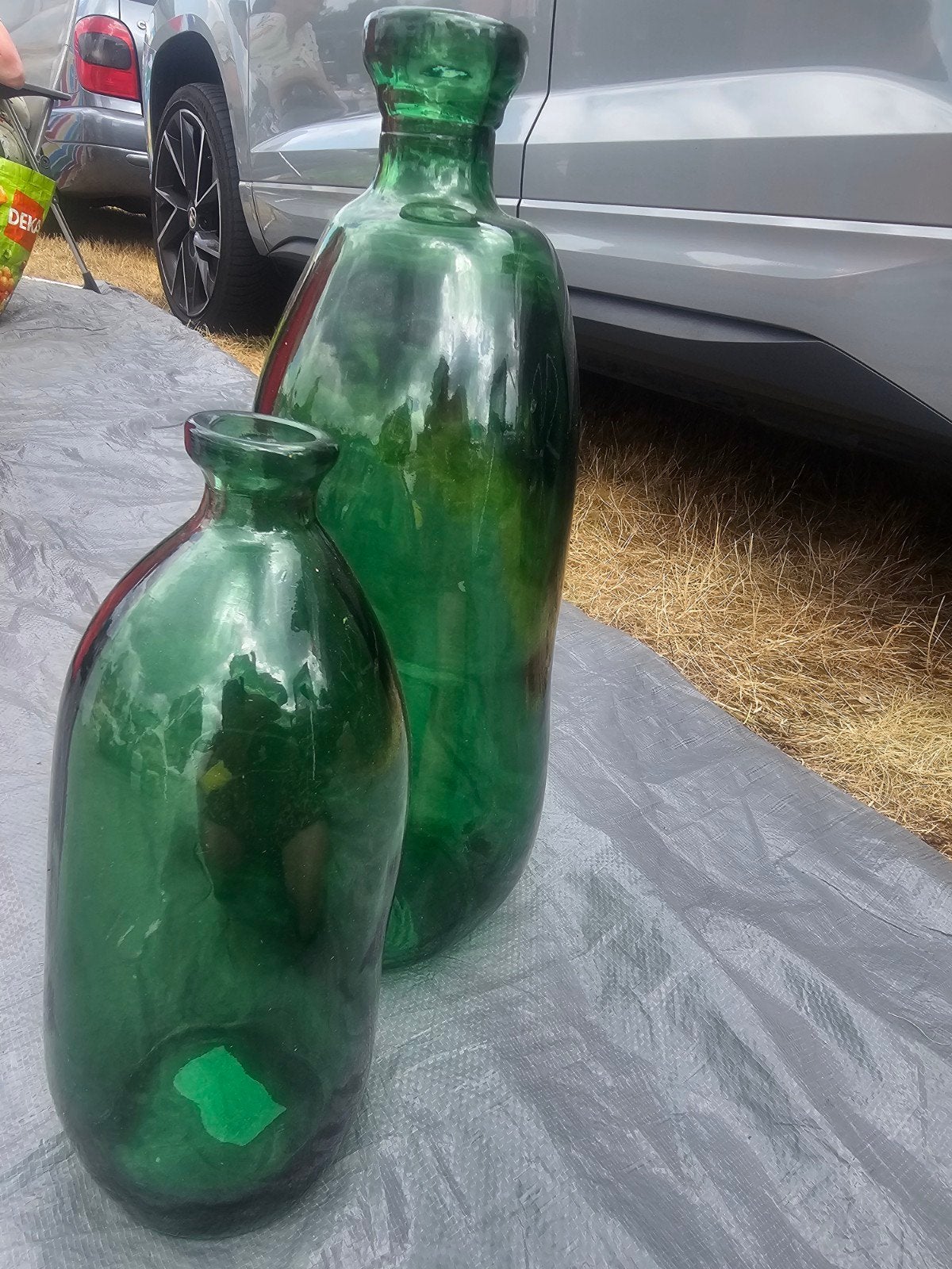 Set van 2 Groene Glazen Flessen - Decoratief, Ophalen