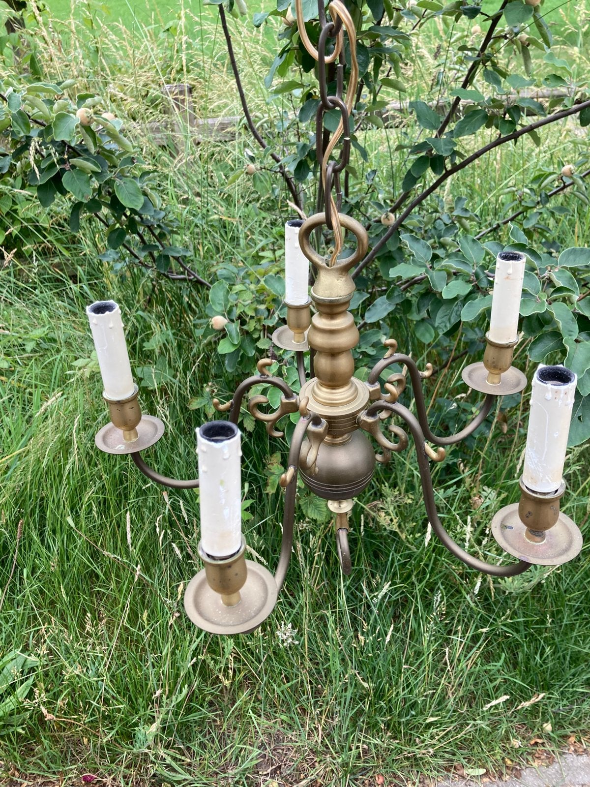 Koperen kroonluchter (080626), Huis en Inrichting, Ophalen of Verzenden, Gebruikt, Overige materialen