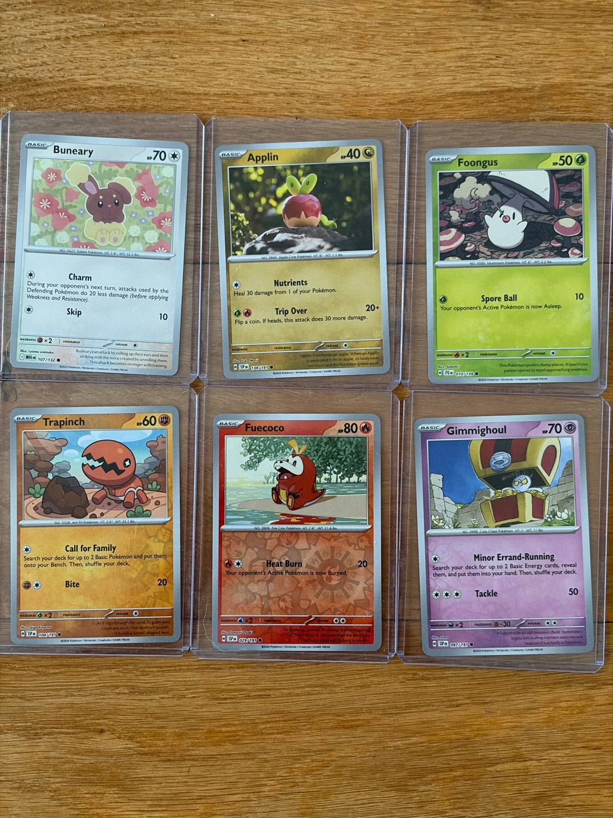 Pokémon Kaarten Set - Buneary, Applin, Foongus, Trapinch, Fu, Ophalen of Verzenden, Zo goed als nieuw, Meerdere kaarten