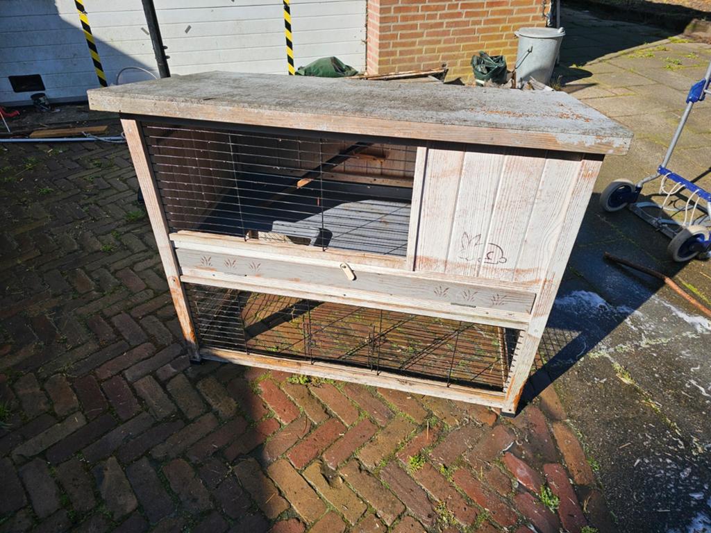 Gratis konijnenhok, Dieren en Toebehoren, Knaagdieren en Konijnen | Hokken en Kooien, Ophalen, 90 cm of meer, Konijn, Hok