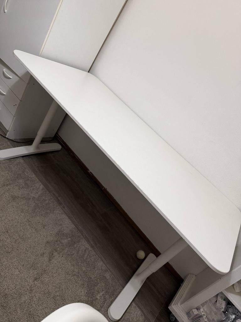 Witte verstelbare bureau IKEA, Ophalen, Zit-sta bureau, Gebruikt, 180 cm