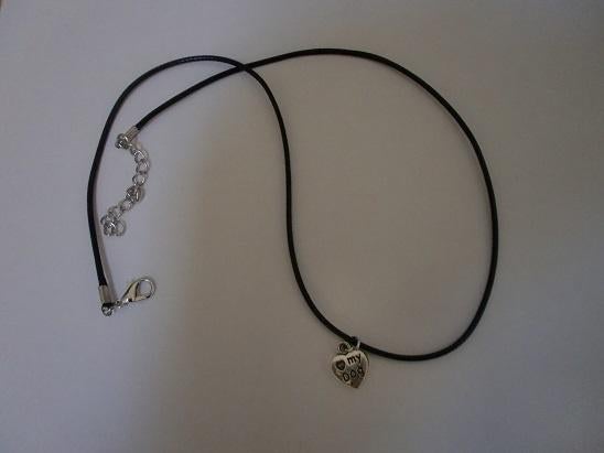 Koordketting wax zwart met hanger hartje my dog  , Verzenden, Zwart, Nieuw, Overige materialen