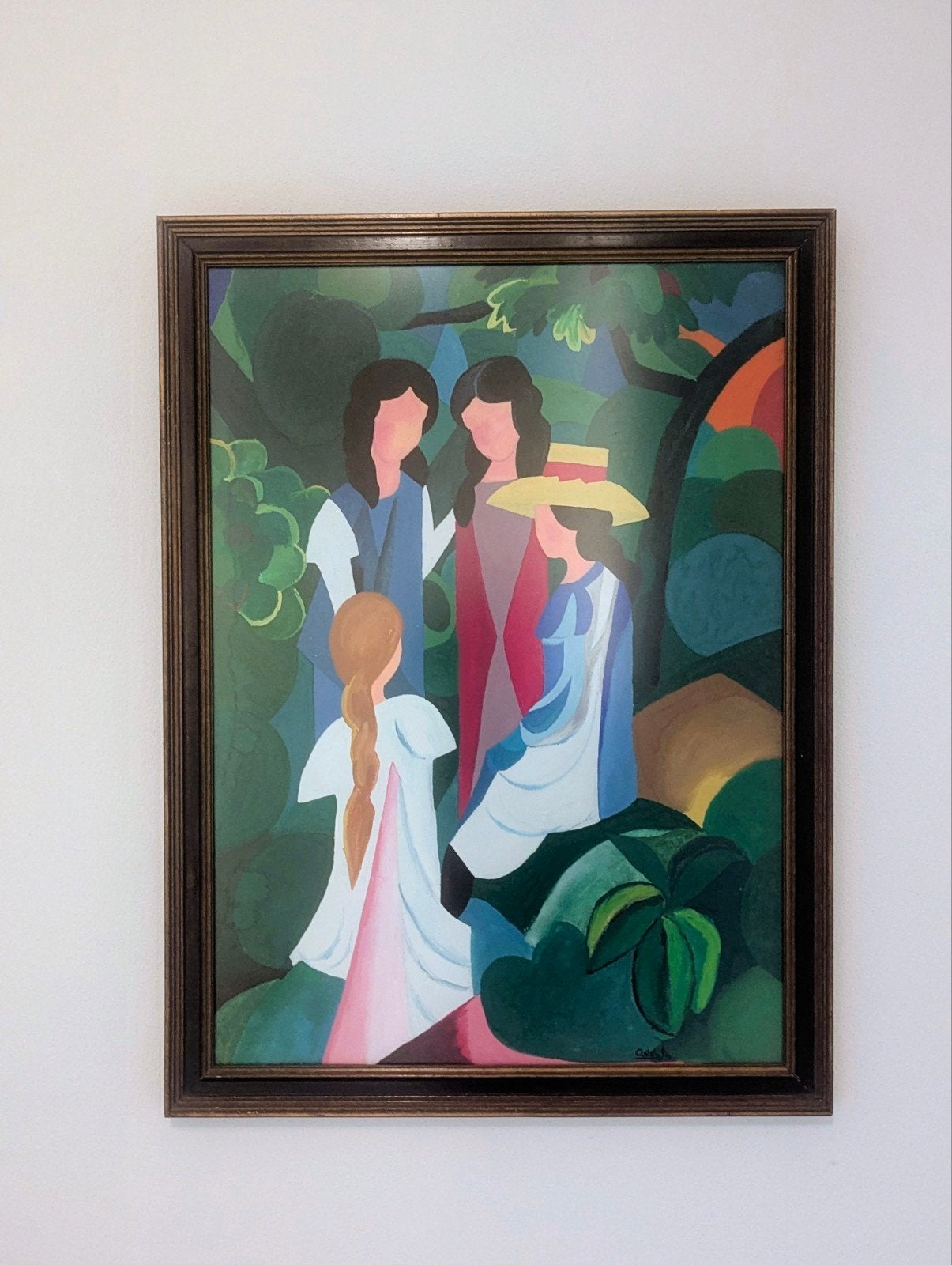 August Macke interpretatie van de  4 meisjes expressionisme, Antiek en Kunst, Kunst | Schilderijen | Abstract, Ophalen of Verzenden