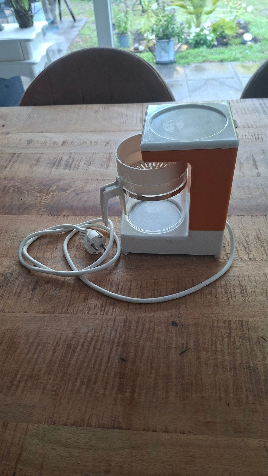 Vintage Oranje Koffiezetapparaat - Retro Design, Gebruikt, Koffiemachine, Gemalen koffie, Ophalen of Verzenden