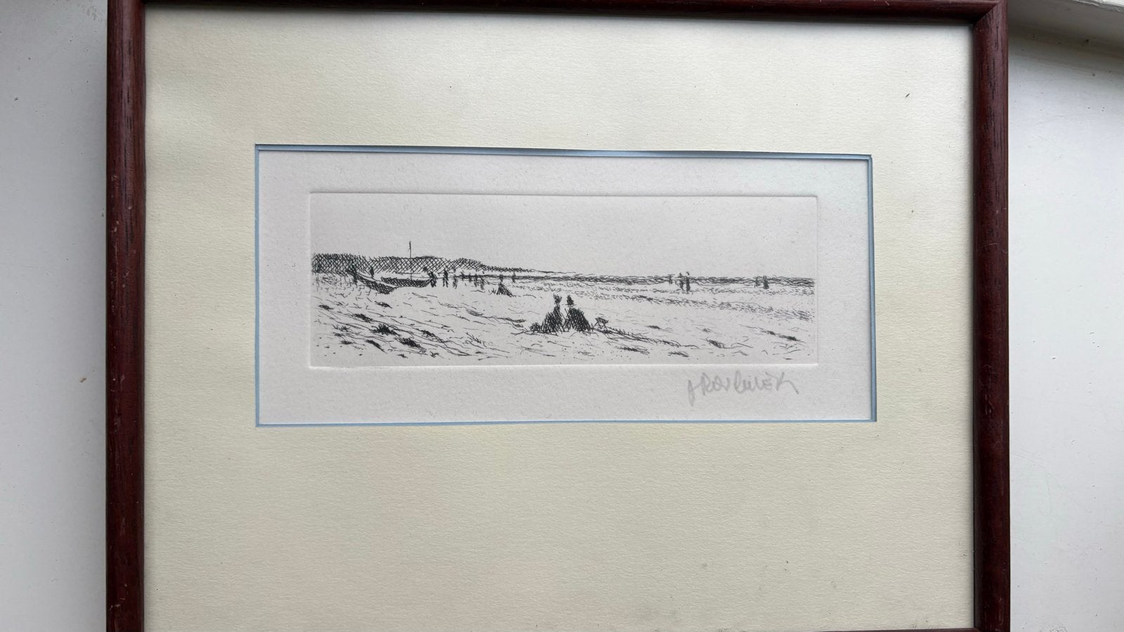 Originele ets Jacques Rouquier (1932-2017) - Kustlandschap, Ophalen of Verzenden, Gesigneerd, Landschap, 1950 - 1999