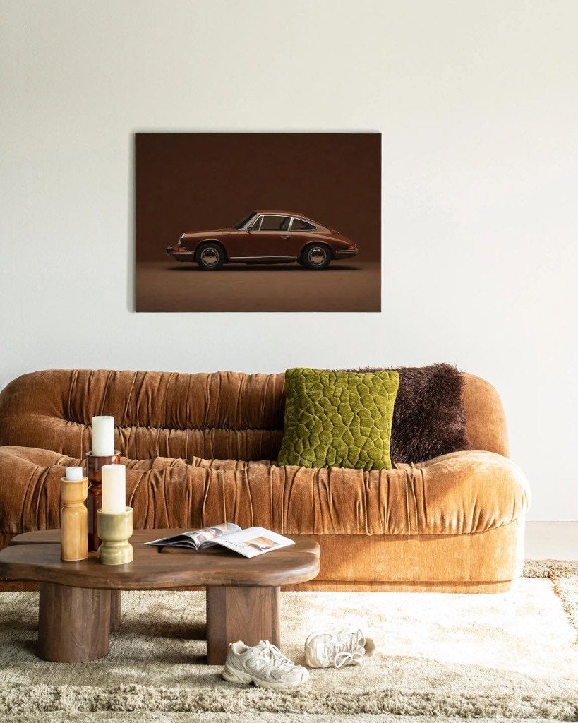 Wanddecoratie Porsche Brown, Ophalen, Industrieel, Geluiddempend, Textiel
