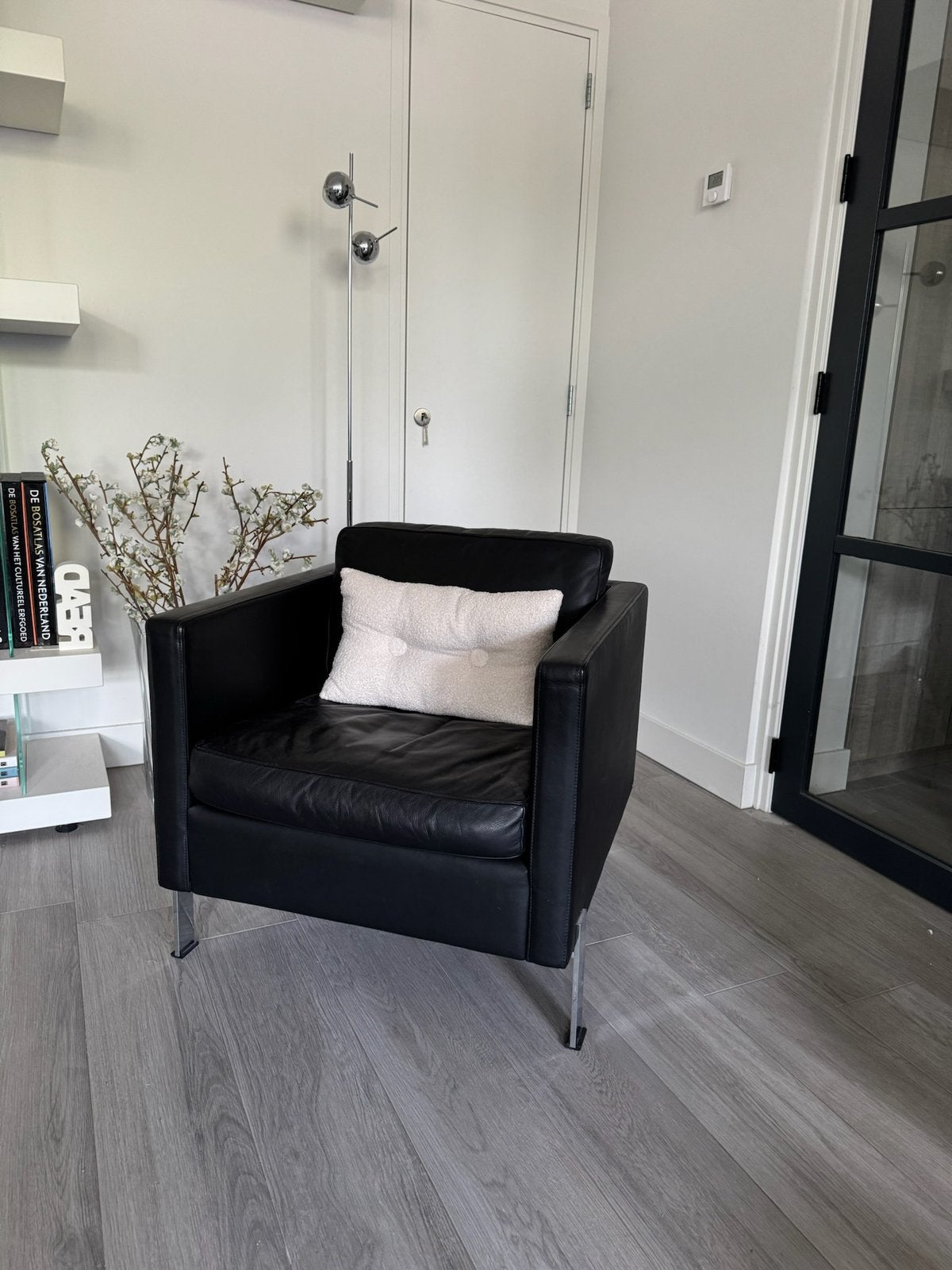 Zwarte leren fauteuil - De Sede - MOET WEG, Ophalen, Zo goed als nieuw, 75 tot 100 cm, 50 tot 75 cm