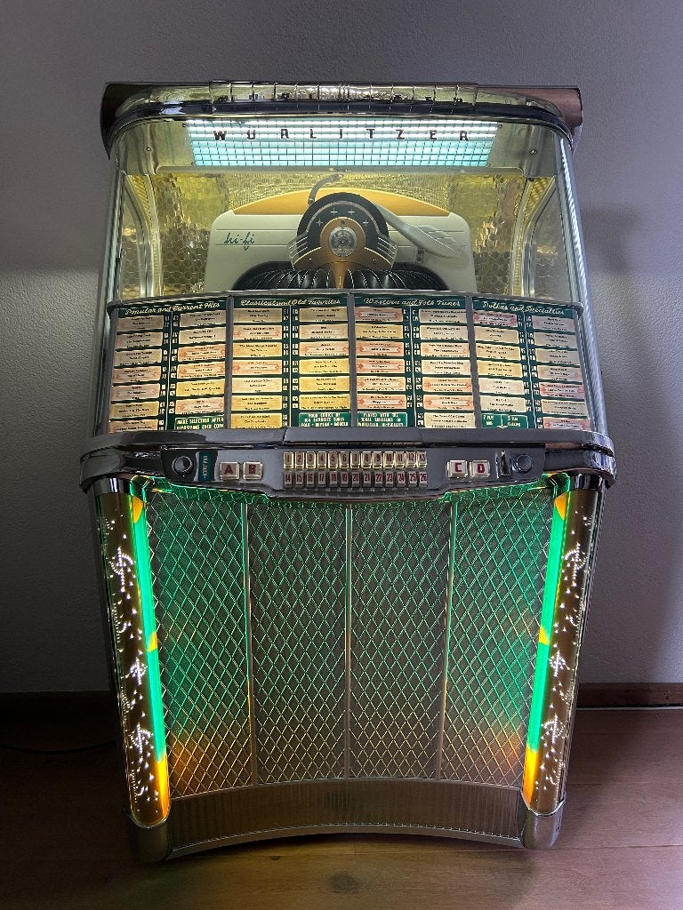 Wurlitzer 2104 Jukebox (uit 1957, speelklaar met singles), Gebruikt, 1950 tot 1960, Wurlitzer, Ophalen