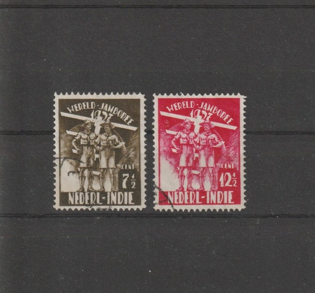 Nederlands Indië 1937. NVPH 226 t/m 227, Gestempeld., Ophalen of Verzenden, Gestempeld, Nederlands-Indië
