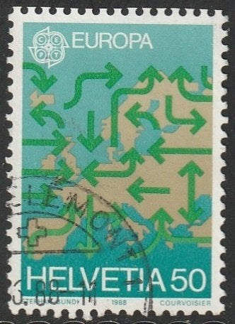 Zwitserland 1988 1370 Europa 50c, Gest, Ophalen of Verzenden, Gestempeld