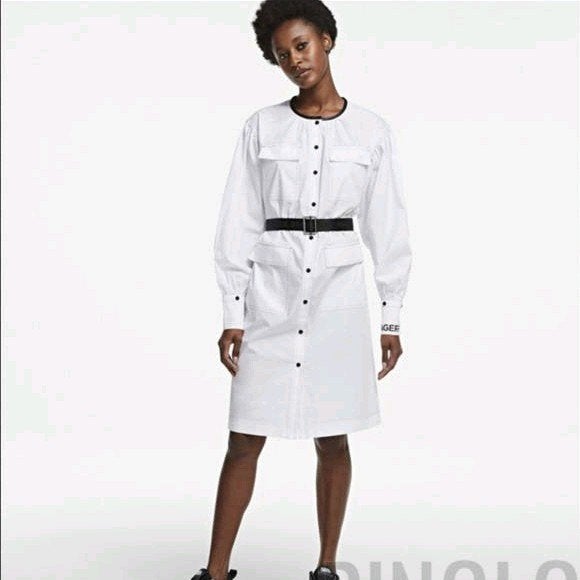 Karl Lagerfeld Witte Shirtjurk met Zwarte Details, Kleding | Dames, Maat 38/40 (M), Karl Lagerfeld, Wit, Ophalen of Verzenden