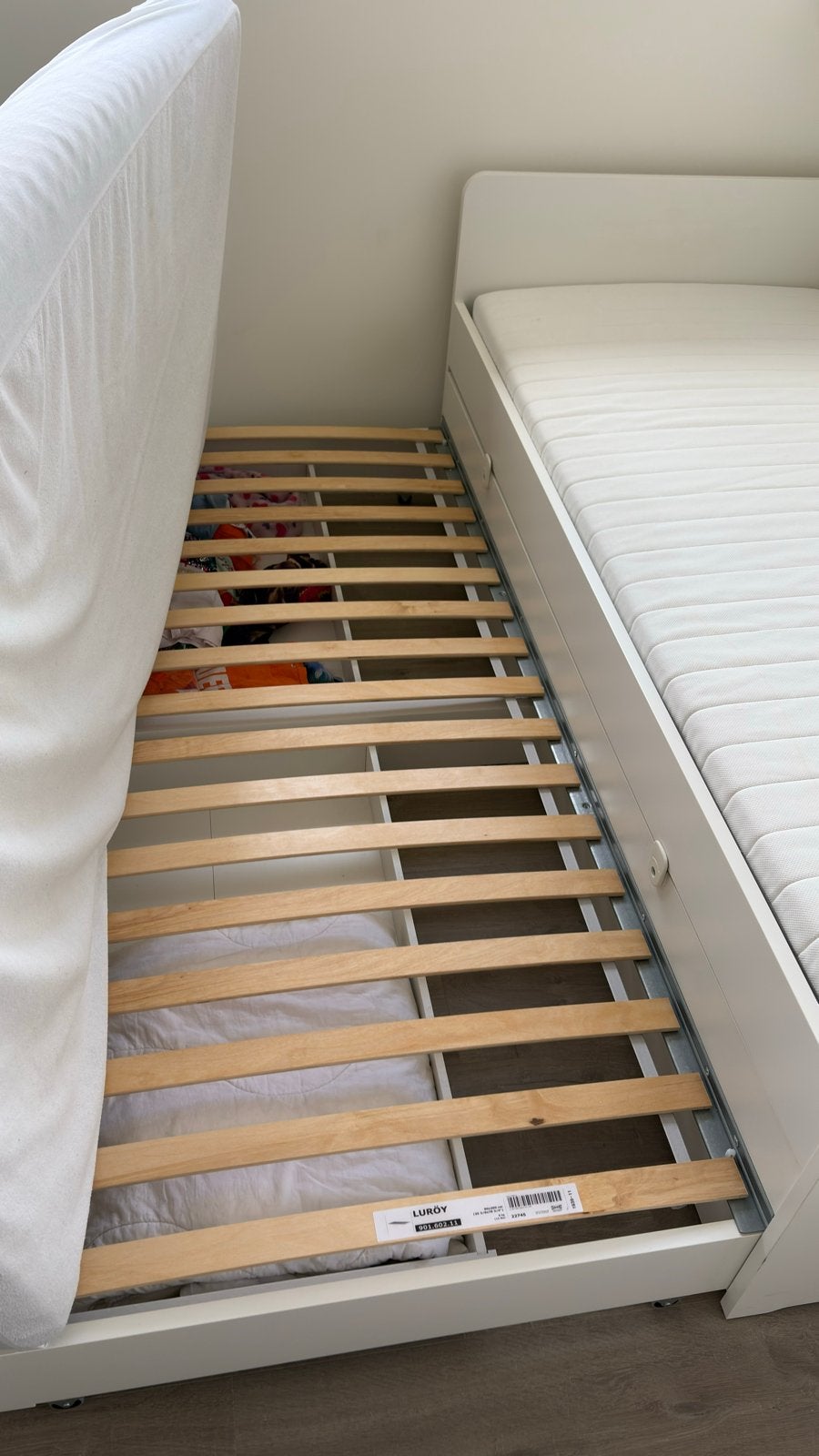 IKEA uitschuifbaar bed 90x200 met 2 lades, Ophalen, Verstelbaar, 90 cm, Eenpersoons