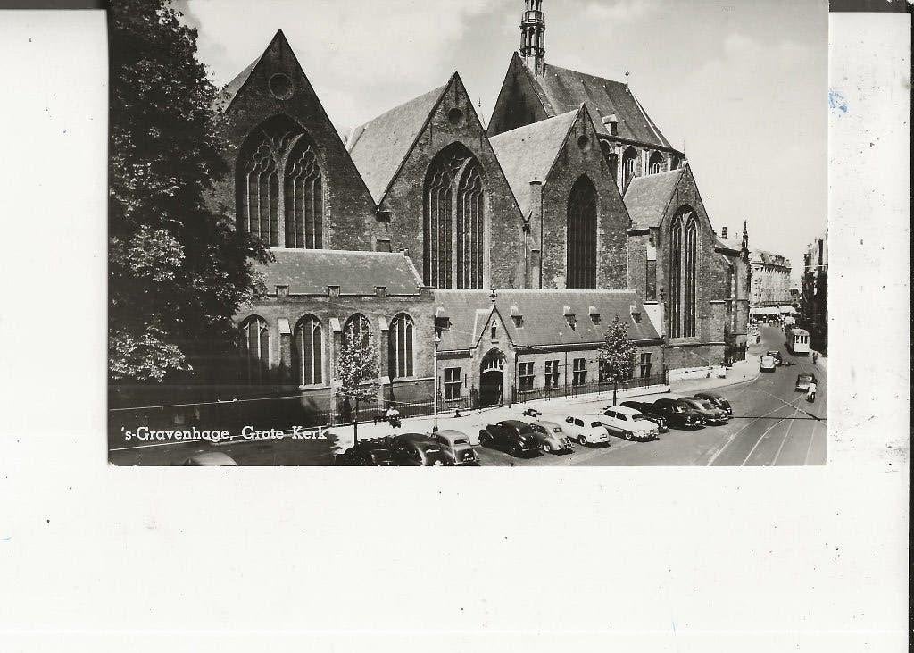 Den Haag Grote Kerk met auto s, Ophalen of Verzenden, 1960 tot 1980, Ongelopen, Zuid-Holland